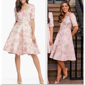 Gal Meets Glam Adair Pink Passion Rose Jacquard Fit & Flare Dress Size 2